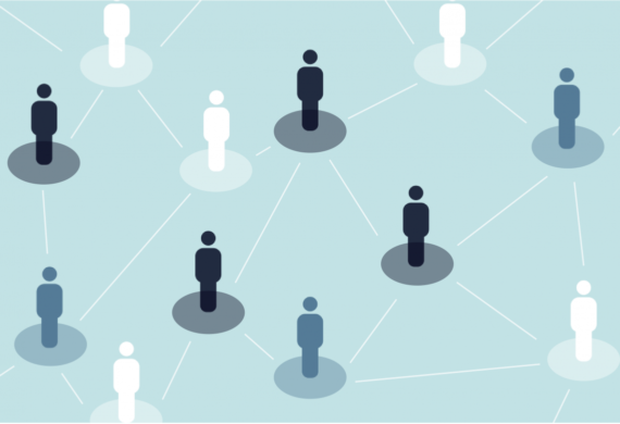 Illustration of network: lines drawn between people