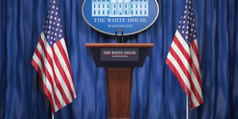 Briefing of president of US United States in White House.